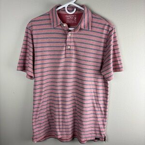 Faherty Isle Polo Shirt Men's Size Medium M Striped Organic Cotton EUC